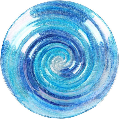 Outdoor Glass Birdbath with Metal Stand for Lawn Yard Garden Decor,18” Dia/21.65 Height